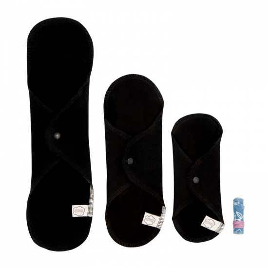 ImseVimse Trial Kit - Sanitary Pads Black + Tampon Garden 1 sæt.
